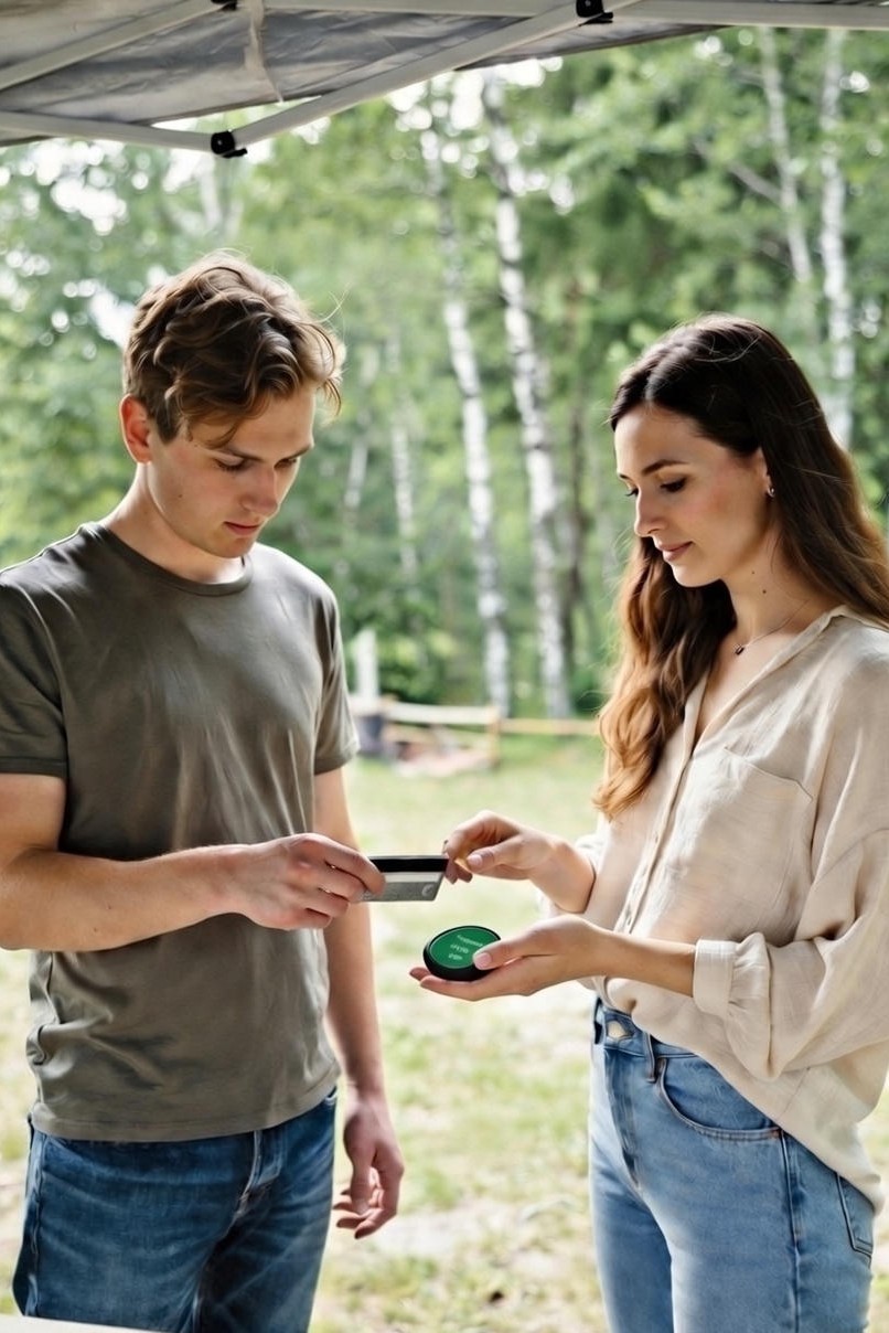 Customer paying securely with card at auto shop